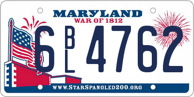 MD license plate 6BL4762