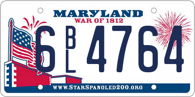 MD license plate 6BL4764