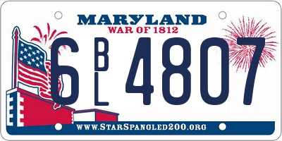 MD license plate 6BL4807
