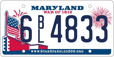 MD license plate 6BL4833