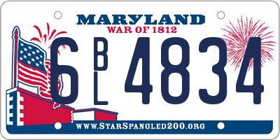 MD license plate 6BL4834