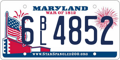 MD license plate 6BL4852