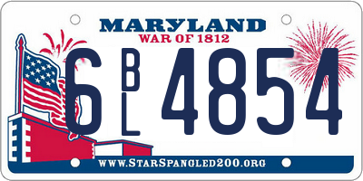 MD license plate 6BL4854