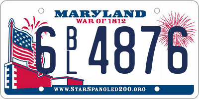 MD license plate 6BL4876