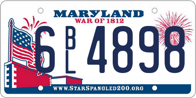 MD license plate 6BL4898