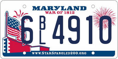 MD license plate 6BL4910