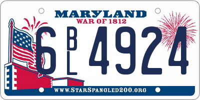 MD license plate 6BL4924