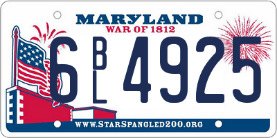 MD license plate 6BL4925