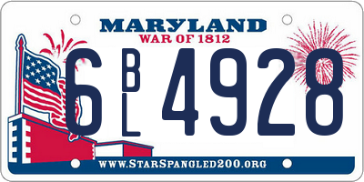 MD license plate 6BL4928