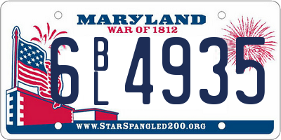 MD license plate 6BL4935