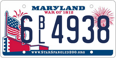 MD license plate 6BL4938