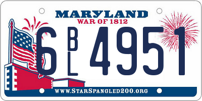 MD license plate 6BL4951
