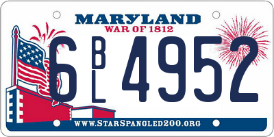 MD license plate 6BL4952