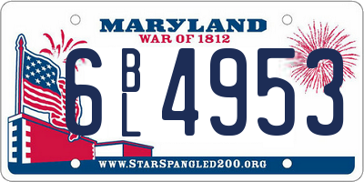 MD license plate 6BL4953