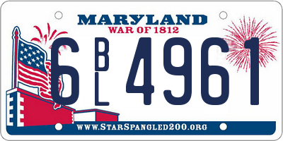 MD license plate 6BL4961