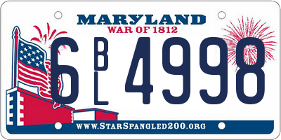 MD license plate 6BL4998