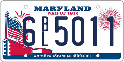 MD license plate 6BL5011