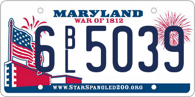 MD license plate 6BL5039
