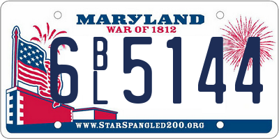 MD license plate 6BL5144