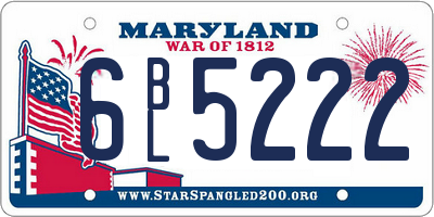 MD license plate 6BL5222