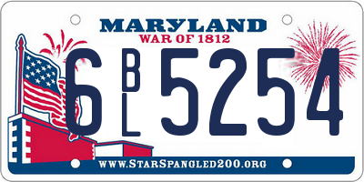 MD license plate 6BL5254