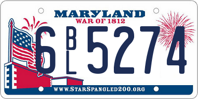 MD license plate 6BL5274