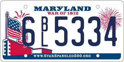 MD license plate 6BL5334