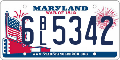 MD license plate 6BL5342