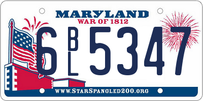 MD license plate 6BL5347