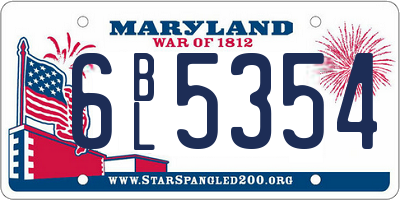 MD license plate 6BL5354