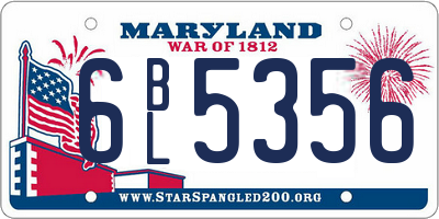 MD license plate 6BL5356