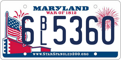 MD license plate 6BL5360