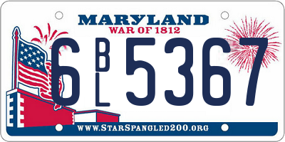 MD license plate 6BL5367