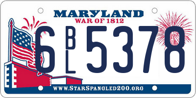 MD license plate 6BL5378