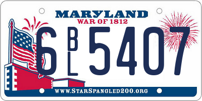 MD license plate 6BL5407