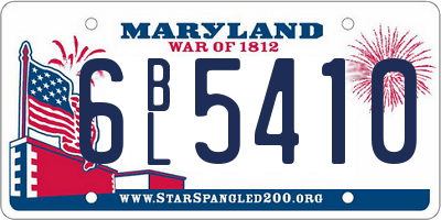 MD license plate 6BL5410