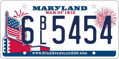 MD license plate 6BL5454