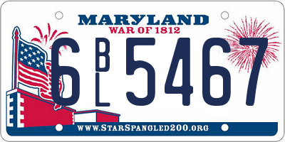 MD license plate 6BL5467