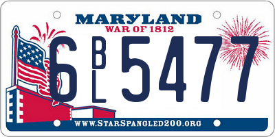 MD license plate 6BL5477