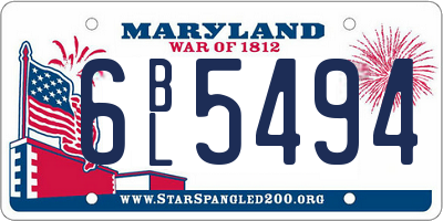 MD license plate 6BL5494