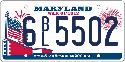 MD license plate 6BL5502