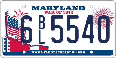 MD license plate 6BL5540