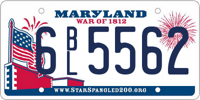 MD license plate 6BL5562