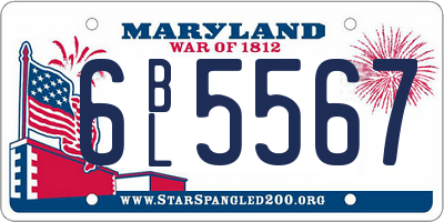 MD license plate 6BL5567