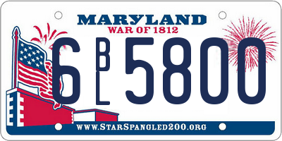 MD license plate 6BL5800
