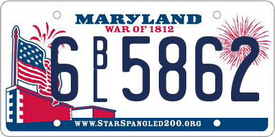 MD license plate 6BL5862