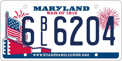 MD license plate 6BL6204