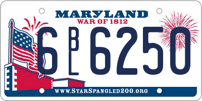 MD license plate 6BL6250