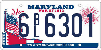 MD license plate 6BL6301