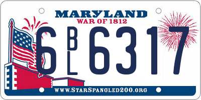 MD license plate 6BL6317